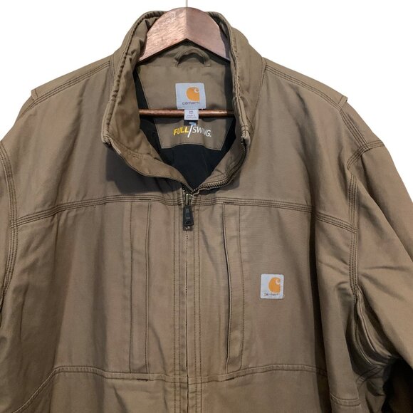 Carhartt Full Jacket Quick Duck Sz 2XL Canyon Brown Distressed Stained - Picture 5 of 16